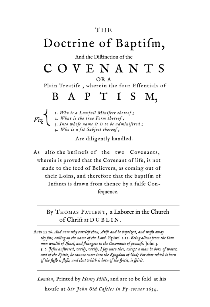 Baptism and the Distinction of the Covenants